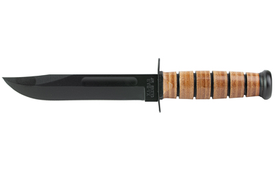 KA-BAR USMC Fighting/Utility Knife 7 inch clip point with brown leather handle and leather sheath