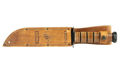 KA-BAR USMC Fighting/Utility Knife 7 inch clip point with brown leather handle and leather sheath