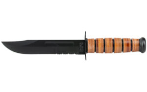 Ka-Bar US Army 7-inch fighting/utility knife with leather sheath, 1095 Cro-Van clip point