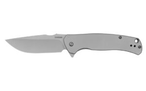 Kershaw Scour 3.3in drop point folding knife with bead-blasted stainless steel handle
