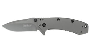 Kershaw Cryo folding knife with gray PVD handle and drop point blade