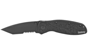 Kershaw Blur Tanto 3.4" folding knife with black DLC blade and black anodized aluminum handle