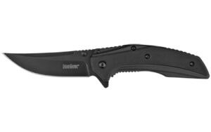 Kershaw Outright 3-inch trailing point folding knife in black PVD with contoured handle