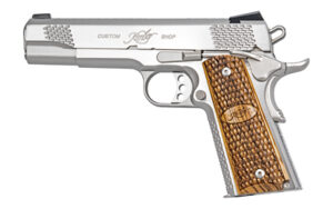Kimber Stainless Raptor II .45 ACP 5-inch pistol with zebrawood grips and tritium night sights