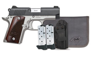 Kimber Micro 9 two-tone 3.15-inch 9mm pistol with rosewood grips, holster and magazines