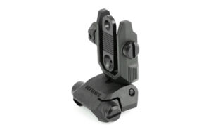 Kriss USA Defiance low-profile rear flip-up sight in black polymer mounted on Picatinny rail