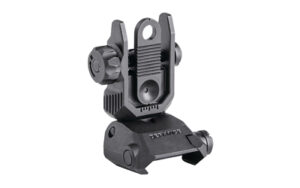 KRISS USA low-profile rear flip-up sight, black steel, dual apertures, AR-15 fit