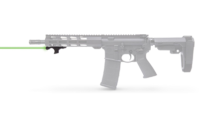 Viridian HS1 hand stop with integrated laser mounted on Picatinny rail, black