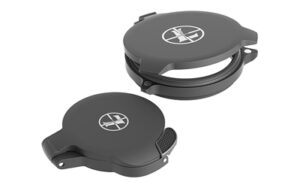 Leupold Alumina 50mm flip-back lens covers in matte black, aluminum
