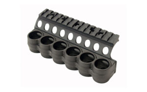 Mesa Tactical SureShell polymer 6-round side saddle and Picatinny rail for Benelli M4 in black