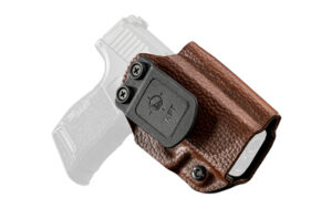 Mission First Tactical hybrid leather and Kydex holster for SIG Sauer P365 in brown
