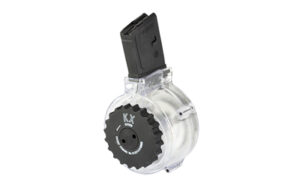 KCI USA 50rd AR-15 drum magazine clear polymer black components