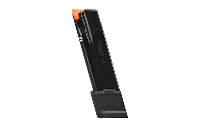 Sig Sauer P365 X-MACRO 21-round 9mm steel magazine in black with orange follower