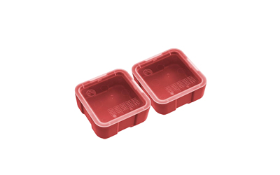 Magpul DAKA Grid 2x2 red polymer storage bin 3.2x3.2" with transparent lid