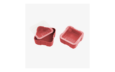Magpul DAKA Grid 2x2 red polymer storage bin 3.2x3.2" with transparent lid