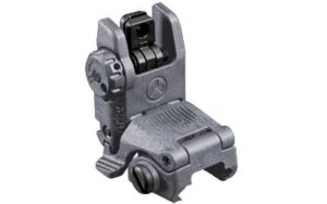 Magpul MBUS Gen 2 rear flip-up sight in Stealth Gray polymer for AR-15 Picatinny rail