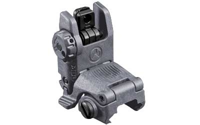 Magpul MBUS Gen 2 rear flip-up sight in Stealth Gray polymer for AR-15 Picatinny rail