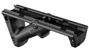 Magpul AFG-2 angled fore grip black polymer mounted on Picatinny rail