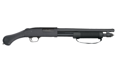 Mossberg 590 Shockwave 20 Gauge shotgun with blued finish and Raptor bird's-head grip