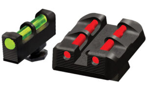 Hi-Viz GLT178 Litewave fiber optic front and rear sight set for Glock pistols, green front and red rear