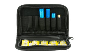 NcSTAR red laser bore sighter kit with four cartridges and storage case, matte blued finish