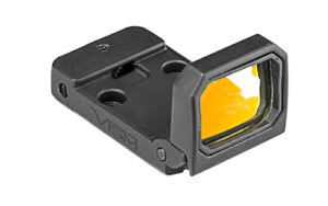 NcSTAR FlipDot M2 3 MOA red dot reflex sight in black hardcoat anodized finish, shown folded and deployed