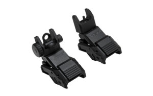 NcSTAR VISM Pro Series flip-up front and rear backup sights in black for AR-platform rifles