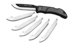 Outdoor Edge RazorLite RLY50C 3.5-inch folding knife with 420J2 stainless razor-style blade and black/gray Grivory handle