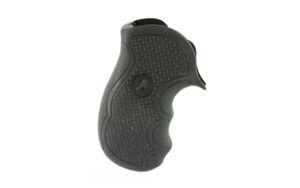 Pachmayr Diamond Pro black rubber grip with diamond checkering and finger grooves for Ruger LCR
