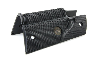 Pachmayr Signature checkered wraparound black rubber pistol grip for Colt 1911, without backstrap