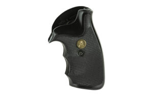 Pachmayr Gripper 03266 black rubber pistol grip for S&W K/L-frame round butt, checkered with finger grooves