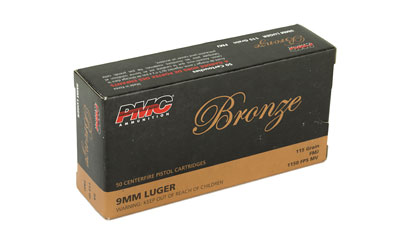PMC Bronze 9mm Luger 115gr FMJ 50 round box handgun ammunition