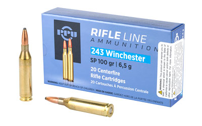 PPU .243 Winchester 100 gr SP ammunition 20 round box