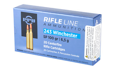PPU .243 Winchester 100 gr SP ammunition 20 round box