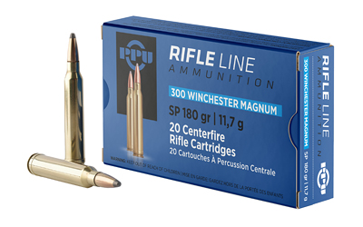PPU Prvi Partizan .300 Winchester Magnum 180 gr Soft Point ammunition box, 20 rounds