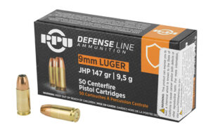 PPU Prvi Partizan 9mm Luger 147gr JHP 50-round box brass case