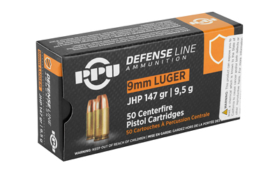 PPU Prvi Partizan 9mm Luger 147gr JHP 50-round box brass case