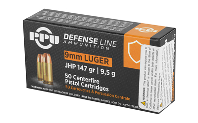 PPU Prvi Partizan 9mm Luger 147gr JHP 50-round box brass case