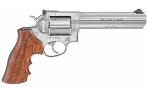 Ruger GP100 TALO 6-inch stainless revolver with Hogue walnut grips and adjustable sights