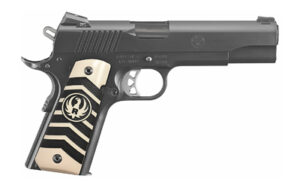 Ruger SR1911 Night Watchman TALO 10mm 5in black with white chevron Ivorylite grips