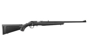 Ruger American Rimfire .22 LR rifle with 22-inch blued barrel and black synthetic stock, 10-round rotary magazine