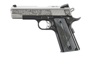 Ruger SR1911 Commander Southport CT Edition .45 ACP pistol with engraved stainless slide and black-gray G10 grips