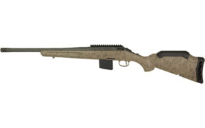Ruger American Gen II Ranch .350 Legend rifle with spiral-fluted cobalt barrel and flat dark earth splatter stock