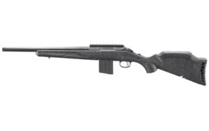 Ruger American Gen II Patrol 6mm ARC 16.1in black splatter synthetic stock side view