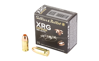 Sellier & Bellot XRG 380 ACP 77gr solid copper hollow-point ammunition 25-round box