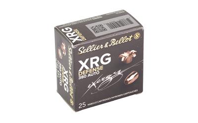 Sellier & Bellot XRG 380 ACP 77gr solid copper hollow-point ammunition 25-round box