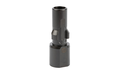 Silencer Co 3-Lug muzzle device for 9mm, black steel adapter