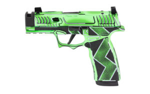 Sig Sauer SCT Anime Macro 365X 9mm pistol, green and black, left-side view