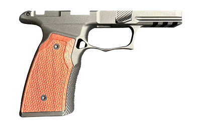 Sharps Bros P365 X Macro G2 grip module in black anodize with Brazilian cherry wood panels