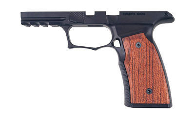 Sharps Bros P365 X Macro G2 grip module black anodized with Brazilian cherrywood panels